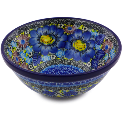 Polish Pottery Bowl 5&quot; Joyful Meadow UNIKAT