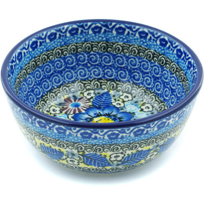 Polish Pottery Bowl 5&quot; Joyful Meadow UNIKAT