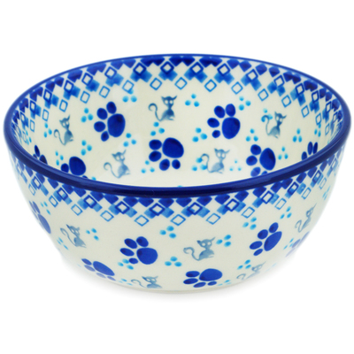 Polish Pottery Bowl 5&quot; Kitty Paws