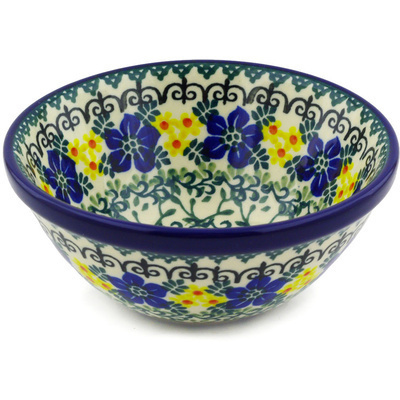 Polish Pottery Bowl 5&quot; Lace With Flowers