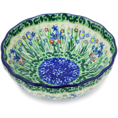 Polish Pottery Bowl 5&quot; Lakeside Blooms UNIKAT