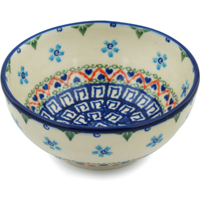Polish Pottery Bowl 5&quot; Little Blue Flowers