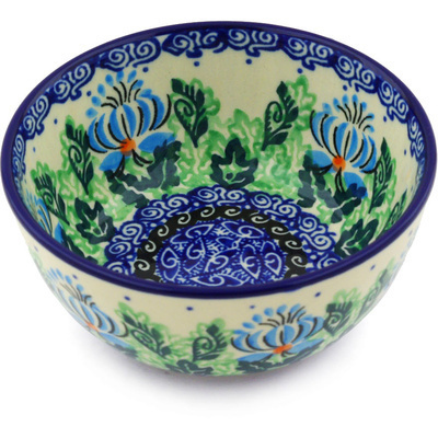 Polish Pottery Bowl 5&quot; Lotus Flower UNIKAT