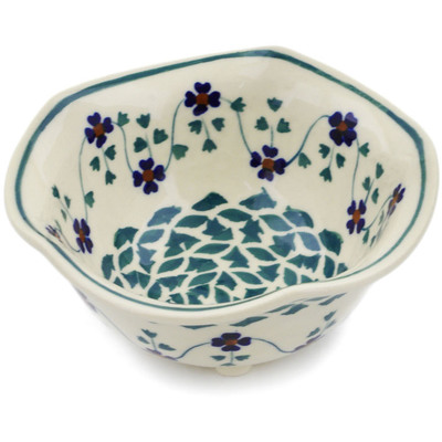 Polish Pottery Bowl 5&quot; Lucky Blue Clover