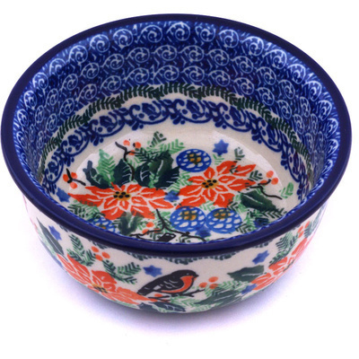 Polish Pottery Bowl 5&quot; Magnificent Birds UNIKAT