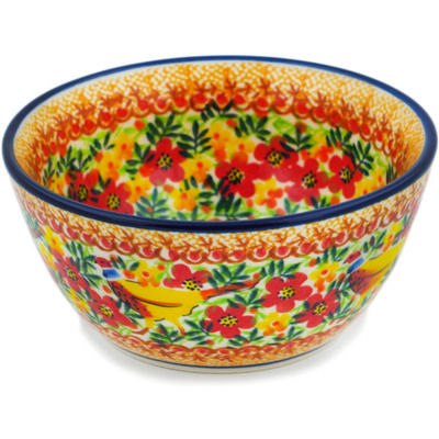 Polish Pottery Bowl 5&quot; Magnificent Pheasant UNIKAT