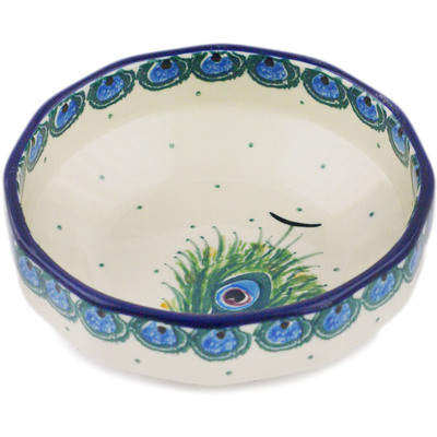 Polish Pottery Bowl 5&quot; Majestic Peacock