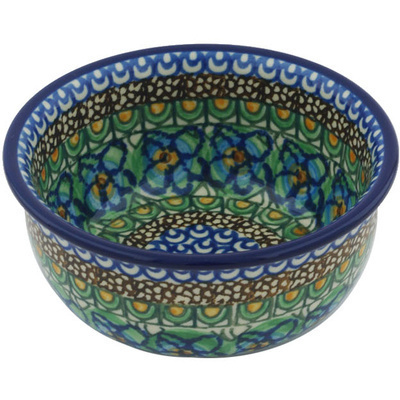 Polish Pottery Bowl 5&quot; Mardi Gras UNIKAT