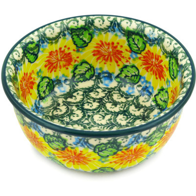 Polish Pottery Bowl 5&quot; Marigold Chain UNIKAT