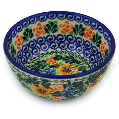 Polish Pottery Bowl 5&quot; Marigold Spring UNIKAT