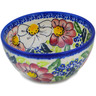 Polish Pottery Bowl 5&quot; Maroon Blossoms