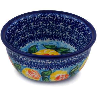 Polish Pottery Bowl 5&quot; Matisse Flowers Golden UNIKAT