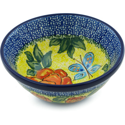 Polish Pottery Bowl 5&quot; Matisse Flowers UNIKAT