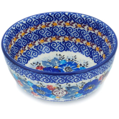 Polish Pottery Bowl 5&quot; Meadow Of Jewels UNIKAT