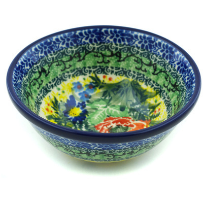 Polish Pottery Bowl 5&quot; Monarch Bouquet UNIKAT