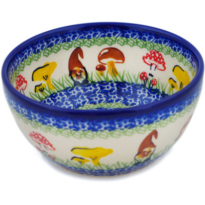 Polish Pottery Bowl 5&quot; Mushroom Garden