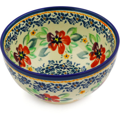 Polish Pottery Bowl 5&quot; Nightingale Flower