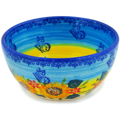 Polish Pottery Bowl 5&quot; Ocean Summer UNIKAT