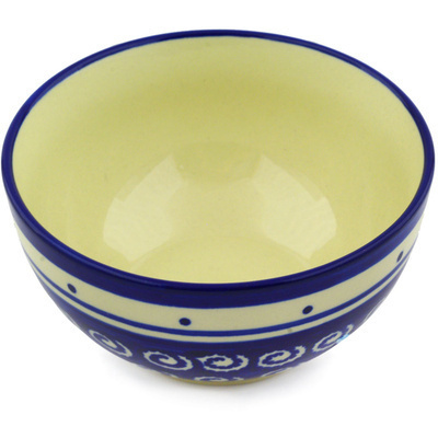 Polish Pottery Bowl 5&quot; Ocean Swirl