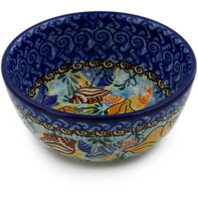 Polish Pottery Bowl 5&quot; Ocean Whisper UNIKAT