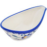 Polish Pottery Bowl 5&quot; Orange And Blue Flower