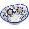 Polish Pottery Bowl 5&quot; Orange And Blue Flower