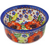 Polish Pottery Bowl 5&quot; Orange Zinnia UNIKAT