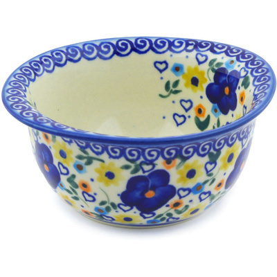 Polish Pottery Bowl 5&quot; Patches Of Love UNIKAT