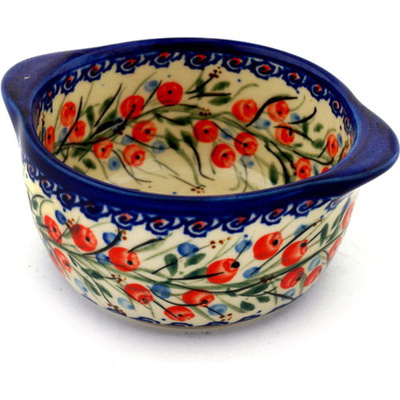 Polish Pottery Bowl 5&quot; Patriotic Blooms UNIKAT