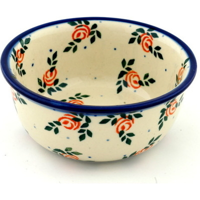 Polish Pottery Bowl 5&quot; Peach Rose