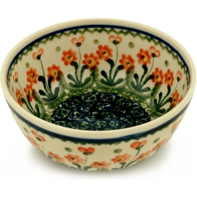 Polish Pottery Bowl 5&quot; Peach Spring Daisy