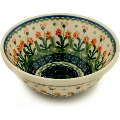 Polish Pottery Bowl 5&quot; Peach Spring Daisy