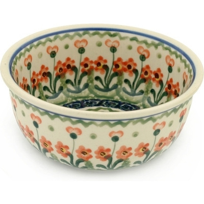 Polish Pottery Bowl 5&quot; Peach Spring Daisy