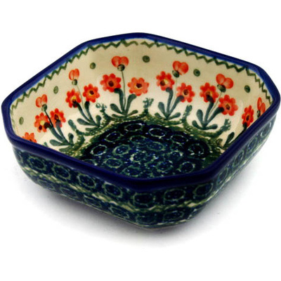 Polish Pottery Bowl 5" Peach Spring Daisy