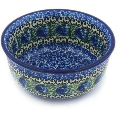 Polish Pottery Bowl 5&quot; Peacock Feather