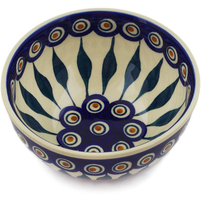 Polish Pottery Bowl 5&quot; Peacock