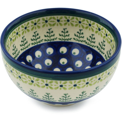 Polish Pottery Bowl 5&quot; Peacock In The Pines