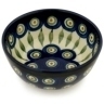 Polish Pottery Bowl 5&quot; Peacock Leaves