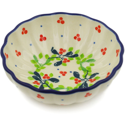 Polish Pottery Bowl 5&quot; Peek Of Mistletoe