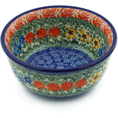 Polish Pottery Bowl 5&quot; Perennial Border UNIKAT