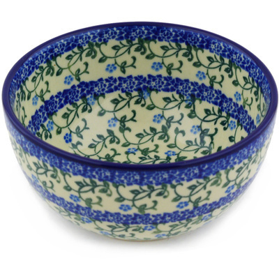 Polish Pottery Bowl 5&quot; Petite Blue Vine