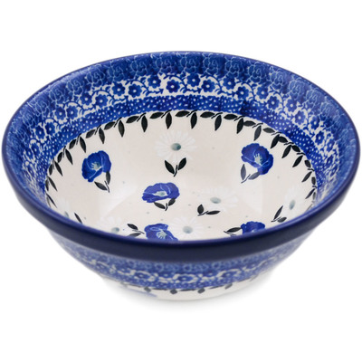 Polish Pottery Bowl 5&quot; Poppies In The Snow
