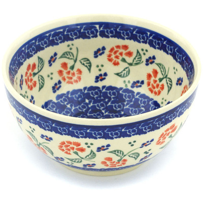 Polish Pottery Bowl 5&quot; Poppies In The Wind