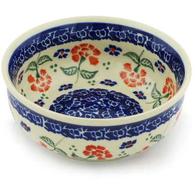 Polish Pottery Bowl 5&quot; Poppies In The Wind