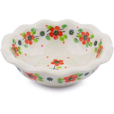 Polish Pottery Bowl 5&quot; Poppy Flower