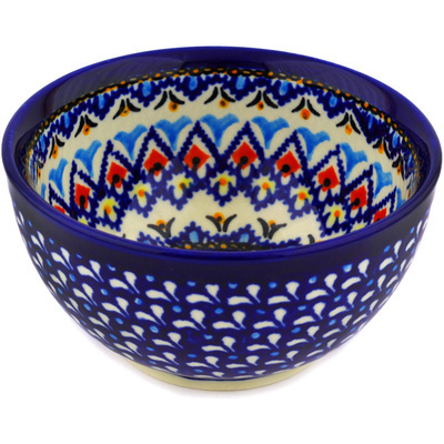 Polish Pottery Bowl 5&quot; Poppy Kaleidoscope UNIKAT