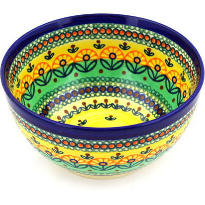 Polish Pottery Bowl 5&quot; Prairie Sunrise UNIKAT