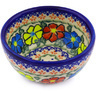 Polish Pottery Bowl 5&quot; Primary Poppies UNIKAT