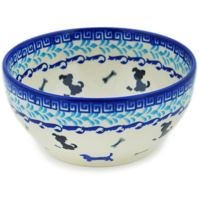 Polish Pottery Bowl 5&quot; Puppy Pleasure