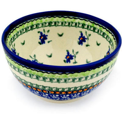 Polish Pottery Bowl 5&quot; Purple Iris